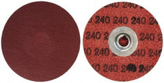 Merit Abrasives - 3" Disc Diam, 240 Grit, Aluminum Oxide Quick Change Disc - Type S Attaching System, Coated, Brown, 20,000 RPM, ALO Series - Eagle Tool & Supply