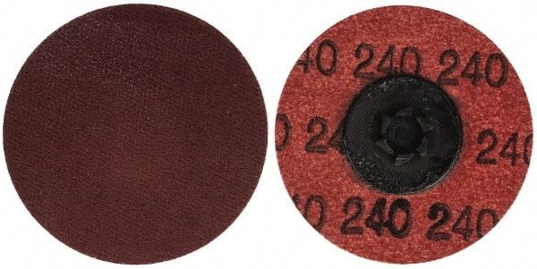 Merit Abrasives - 2" Disc Diam, 240 Grit, Aluminum Oxide Quick Change Disc - Type P Attaching System, Coated, Brown, 30,000 RPM, ALO Series - Eagle Tool & Supply