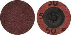 Merit Abrasives - 1-1/2" Disc Diam, 50 Grit, Aluminum Oxide Quick Change Disc - Type P Attaching System, Coated, Brown, 30,000 RPM, ALO Series - Eagle Tool & Supply