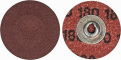 Merit Abrasives - 1-1/2" Disc Diam, 180 Grit, Aluminum Oxide Quick Change Disc - Type S Attaching System, Coated, Brown, 30,000 RPM, ALO Series - Eagle Tool & Supply