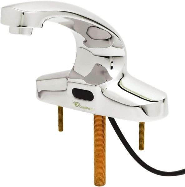 T&S Brass - Deck Plate Mounted Electronic User Adjustable Temperature Control Mixer Faucet - Powered by 120 Volt AC/DC, 5" Cast Spout, 4" Mounting Centers - Eagle Tool & Supply