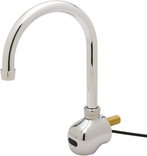 T&S Brass - Wall Mount Electronic User Adjustable Temperature Control Mixer Faucet - Powered by 120 Volt AC/DC, Gooseneck Spout, 6-3/8" Mounting Centers - Eagle Tool & Supply