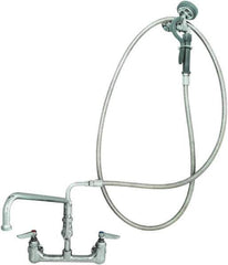 T&S Brass - Riser with Spring Guide, 2 Way Design, Wall Mount, Pre Rinse Faucet Assembly - Lever Handle - Eagle Tool & Supply