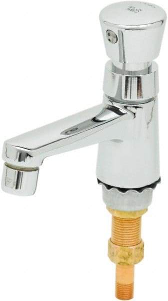 T&S Brass - Push Button Handle, Deck Mounted Bathroom Faucet - Metering Faucet, No Drain, Standard Spout - Eagle Tool & Supply