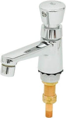 T&S Brass - Push Button Handle, Deck Mounted Bathroom Faucet - Metering Faucet, No Drain, Standard Spout - Eagle Tool & Supply