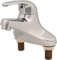 T&S Brass - Straight Handle, Deck Mounted Bathroom Faucet - One Handle, No Drain, Standard Spout - Eagle Tool & Supply