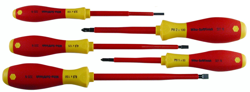 Insulated Slotted Screwdriver 3.0; 4.5; 6.5mm & Phillips # 1 & # 2. 5 Piece Set - Eagle Tool & Supply