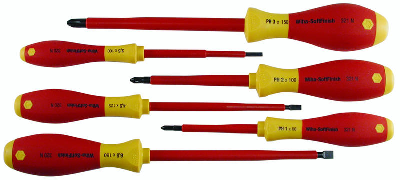 Insulated Slotted Screwdriver 3.4; 4.5; 6.5mm & Phillips # 1; 2 & 3. 6 Piece Set - Eagle Tool & Supply