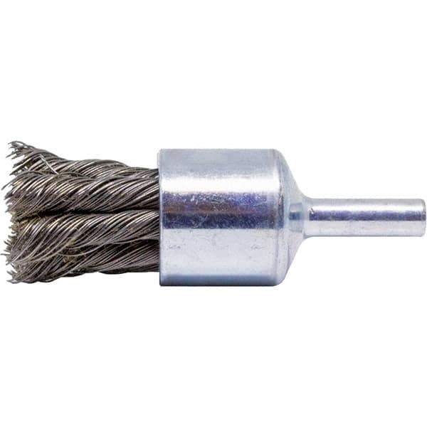 Brush Research Mfg. - 3/4" Brush Diam, Knotted, End Brush - 1/4" Diam Steel Shank, 20,000 Max RPM - Eagle Tool & Supply
