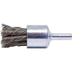 Brush Research Mfg. - 3/4" Brush Diam, Knotted, End Brush - 1/4" Diam Steel Shank, 20,000 Max RPM - Eagle Tool & Supply