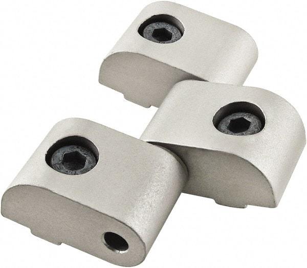 80/20 Inc. - 57mm Long x 29mm Wide x 13mm Thick, Heavy Duty Hinge - Aluminum, Clear Anodized Finish - Eagle Tool & Supply