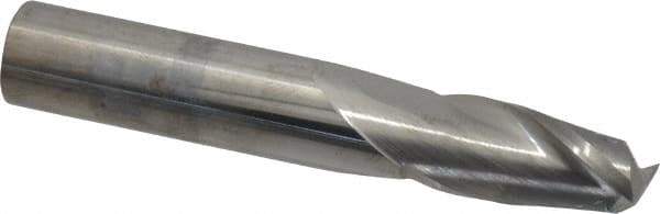 SGS - 15/32", 1" LOC, 1/2" Shank Diam, 3" OAL, 2 Flute, Solid Carbide Square End Mill - Single End, Uncoated, Spiral Flute, 30° Helix, Centercutting, Right Hand Cut, Right Hand Flute, Series 3 - Eagle Tool & Supply