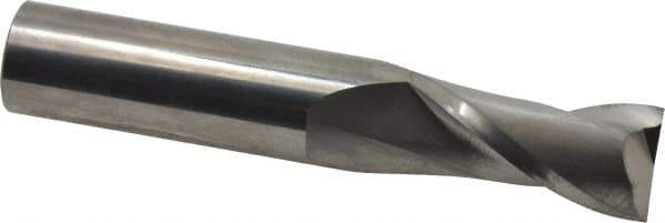 SGS - 5/8", 1-1/4" LOC, 5/8" Shank Diam, 3-1/2" OAL, 2 Flute, Solid Carbide Square End Mill - Single End, Uncoated, Spiral Flute, 30° Helix, Centercutting, Right Hand Cut, Right Hand Flute, Series 3 - Eagle Tool & Supply