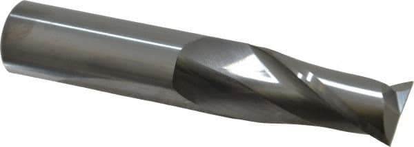 SGS - 3/4", 1-1/2" LOC, 3/4" Shank Diam, 4" OAL, 2 Flute, Solid Carbide Square End Mill - Single End, Uncoated, Spiral Flute, 30° Helix, Centercutting, Right Hand Cut, Right Hand Flute, Series 3 - Eagle Tool & Supply