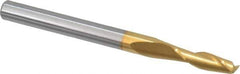 SGS - 7/64", 3/8" LOC, 1/8" Shank Diam, 1-1/2" OAL, 2 Flute, Solid Carbide Square End Mill - Single End, TiN Finish, Spiral Flute, 30° Helix, Centercutting, Right Hand Cut, Right Hand Flute, Series 3 - Eagle Tool & Supply