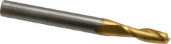 SGS - 13/64", 5/8" LOC, 1/4" Shank Diam, 2-1/2" OAL, 2 Flute, Solid Carbide Square End Mill - Single End, TiN Finish, Spiral Flute, 30° Helix, Centercutting, Right Hand Cut, Right Hand Flute, Series 3 - Eagle Tool & Supply