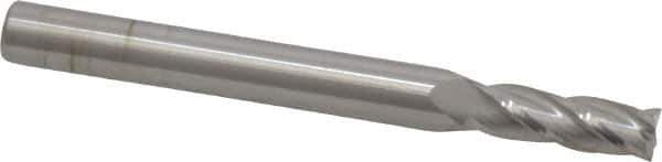 SGS - 7/32", 5/8" LOC, 1/4" Shank Diam, 2-1/2" OAL, 4 Flute, Solid Carbide Square End Mill - Single End, Uncoated, Spiral Flute, 30° Helix, Centercutting, Right Hand Cut, Right Hand Flute, Series 1 - Eagle Tool & Supply