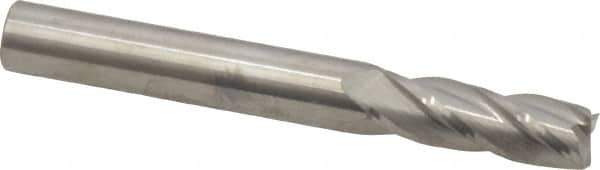 SGS - 19/64", 13/16" LOC, 5/16" Shank Diam, 2-1/2" OAL, 4 Flute, Solid Carbide Square End Mill - Single End, Uncoated, Spiral Flute, 30° Helix, Centercutting, Right Hand Cut, Right Hand Flute, Series 1 - Eagle Tool & Supply