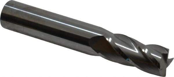 SGS - 31/64", 1" LOC, 1/2" Shank Diam, 3" OAL, 4 Flute, Solid Carbide Square End Mill - Single End, Uncoated, Spiral Flute, 30° Helix, Centercutting, Right Hand Cut, Right Hand Flute, Series 1 - Eagle Tool & Supply