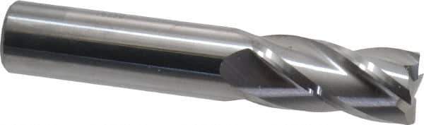 SGS - 5/8", 1-1/4" LOC, 5/8" Shank Diam, 3-1/2" OAL, 4 Flute, Solid Carbide Square End Mill - Single End, Uncoated, Spiral Flute, 30° Helix, Centercutting, Right Hand Cut, Right Hand Flute, Series 1 - Eagle Tool & Supply