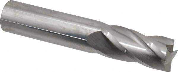 SGS - 3/4", 1-1/2" LOC, 3/4" Shank Diam, 4" OAL, 4 Flute, Solid Carbide Square End Mill - Single End, Uncoated, Spiral Flute, 30° Helix, Centercutting, Right Hand Cut, Right Hand Flute, Series 1 - Eagle Tool & Supply