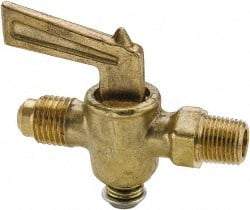 Parker - 1/8" Pipe, 1/4" Tube, Flare to Male Pipe Drain Cock & Shutoff Valve - 1/8-27 Thread, 30 Max psi - Eagle Tool & Supply