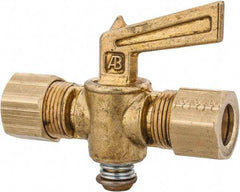 Parker - 3/8" Tube, Compression Pipe to Compression Pipe Drain Cock & Shutoff Valve - 3/8-18 Thread, 30 Max psi - Eagle Tool & Supply
