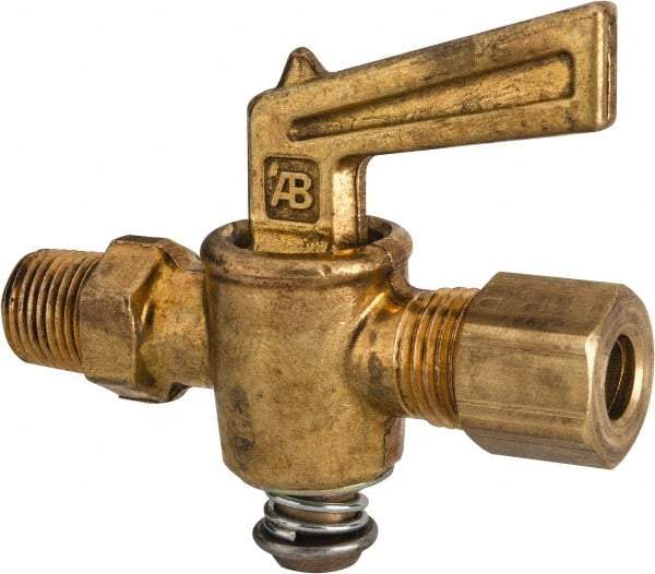 Parker - 1/8" Pipe, 1/4" Tube, Compression Pipe to Male Pipe Drain Cock & Shutoff Valve - 1/8-27 Thread, 30 Max psi - Eagle Tool & Supply