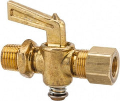 Parker - 1/4" Pipe, 3/8" Tube, Compression Pipe to Male Pipe Drain Cock & Shutoff Valve - 1/4-18 Thread, 30 Max psi - Eagle Tool & Supply