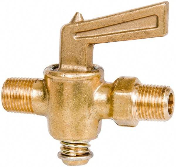 Parker - 1/8" Pipe, Male Pipe to Male Pipe Drain Cock & Shutoff Valve - 1/8-27 Thread, 30 Max psi - Eagle Tool & Supply