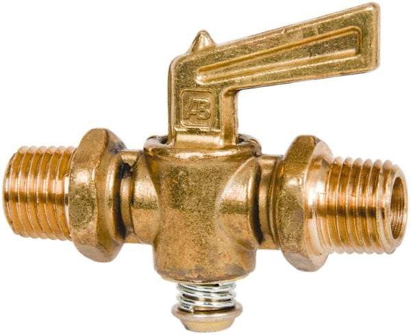 Parker - 1/4" Pipe, Male Pipe to Male Pipe Drain Cock & Shutoff Valve - 1/4-18 Thread, 30 Max psi - Eagle Tool & Supply