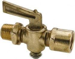 Parker - 1/4" Pipe, Female Pipe to Male Pipe Drain Cock & Shutoff Valve - 1/4-18 Thread, 30 Max psi - Eagle Tool & Supply