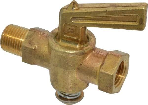 Parker - 1/8" Pipe, Female Pipe to Male Pipe Drain Cock & Shutoff Valve - 1/8-27 Thread, 30 Max psi - Eagle Tool & Supply