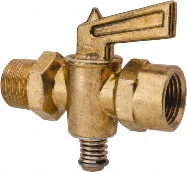 Parker - 3/8" Pipe, Female Pipe to Male Pipe Drain Cock & Shutoff Valve - 3/8-18 Thread, 30 Max psi - Eagle Tool & Supply