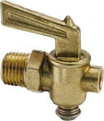 Parker - 1/2" Pipe, Male Pipe Drain Cock & Shutoff Valve - 1/8-27 Thread, 150 Max psi - Eagle Tool & Supply