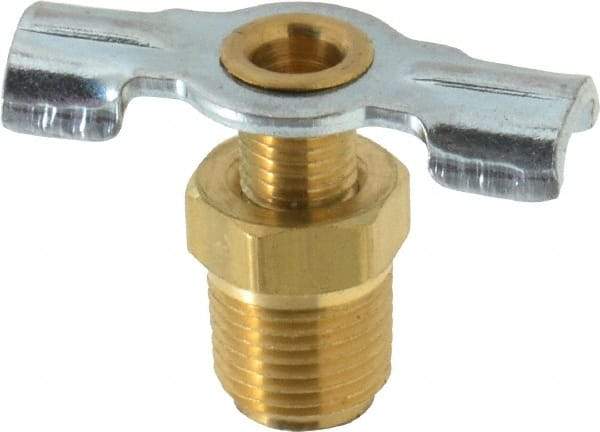 Parker - 1/8" Pipe, External Seal Drain Cock & Shutoff Valve - 1/8-27 Thread, 150 Max psi - Eagle Tool & Supply