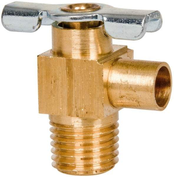 Parker - 1/4" Pipe, 3/8" Tube, Tube to Male Pipe Drain Cock & Shutoff Valve - 1/4-18 Thread, 150 Max psi - Eagle Tool & Supply