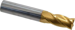 SGS - 31/64", 1" LOC, 1/2" Shank Diam, 3" OAL, 4 Flute, Solid Carbide Square End Mill - Single End, TiN Finish, Spiral Flute, 30° Helix, Centercutting, Right Hand Cut, Right Hand Flute, Series 1 - Eagle Tool & Supply