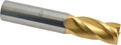 SGS - 5/8", 1-1/4" LOC, 5/8" Shank Diam, 3-1/2" OAL, 4 Flute, Solid Carbide Square End Mill - Single End, TiN Finish, Spiral Flute, 30° Helix, Centercutting, Right Hand Cut, Right Hand Flute, Series 1 - Eagle Tool & Supply