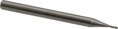 SGS - 1/32", 5/64" LOC, 1/8" Shank Diam, 1-1/2" OAL, 3 Flute, Solid Carbide Square End Mill - Single End, Uncoated, Spiral Flute, 30° Helix, Centercutting, Right Hand Cut, Right Hand Flute, Series 5 - Eagle Tool & Supply