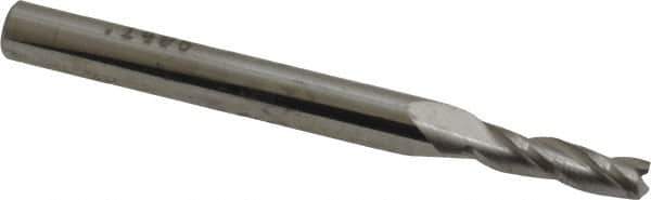 SGS - 9/64", 1/2" LOC, 3/16" Shank Diam, 2" OAL, 3 Flute, Solid Carbide Square End Mill - Single End, Uncoated, Spiral Flute, 30° Helix, Centercutting, Right Hand Cut, Right Hand Flute, Series 5 - Eagle Tool & Supply