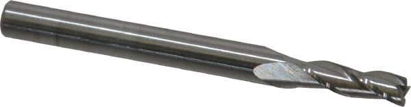 SGS - 5/32", 1/2" LOC, 3/16" Shank Diam, 2" OAL, 3 Flute, Solid Carbide Square End Mill - Single End, Uncoated, Spiral Flute, 30° Helix, Centercutting, Right Hand Cut, Right Hand Flute, Series 5 - Eagle Tool & Supply