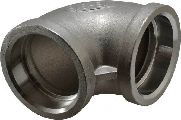 Merit Brass - 1-1/2" Grade 316 Stainless Steel Pipe 90° Elbow - Socket Weld x Socket Weld End Connections, 150 psi - Eagle Tool & Supply