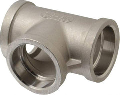 Merit Brass - 1-1/4" Grade 316 Stainless Steel Pipe Tee - Socket Weld x Socket Weld x Socket Weld End Connections, 150 psi - Eagle Tool & Supply