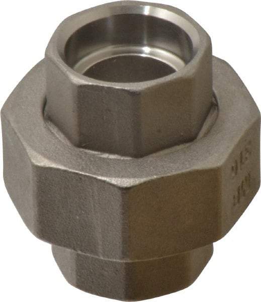 Merit Brass - 1/2" Grade 316 Stainless Steel Pipe Union - Socket Weld x Socket Weld End Connections, 150 psi - Eagle Tool & Supply