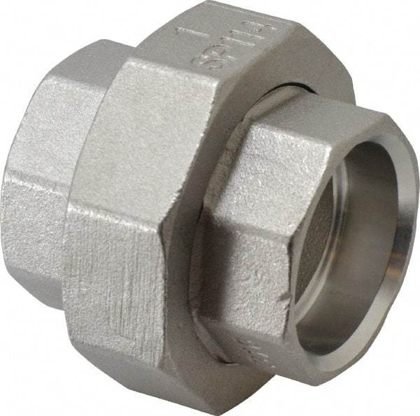 Merit Brass - 1" Grade 316 Stainless Steel Pipe Union - Socket Weld x Socket Weld End Connections, 150 psi - Eagle Tool & Supply