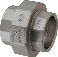 Merit Brass - 1-1/4" Grade 316 Stainless Steel Pipe Union - Socket Weld x Socket Weld End Connections, 150 psi - Eagle Tool & Supply