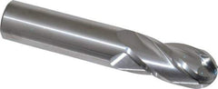 SGS - 3/4" Diam, 1-1/2" LOC, 4 Flute Solid Carbide Ball End Mill - Uncoated, Single End, 4" OAL, 3/4" Shank Diam, Spiral Flute - Eagle Tool & Supply