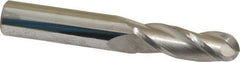 SGS - 11/32" Diam, 1" LOC, 3 Flute Solid Carbide Ball End Mill - Uncoated, Single End, 2-1/2" OAL, 3/8" Shank Diam, Spiral Flute - Eagle Tool & Supply