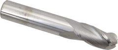 SGS - 1/2" Diam, 1" LOC, 3 Flute Solid Carbide Ball End Mill - Uncoated, Single End, 3" OAL, 1/2" Shank Diam, Spiral Flute - Eagle Tool & Supply